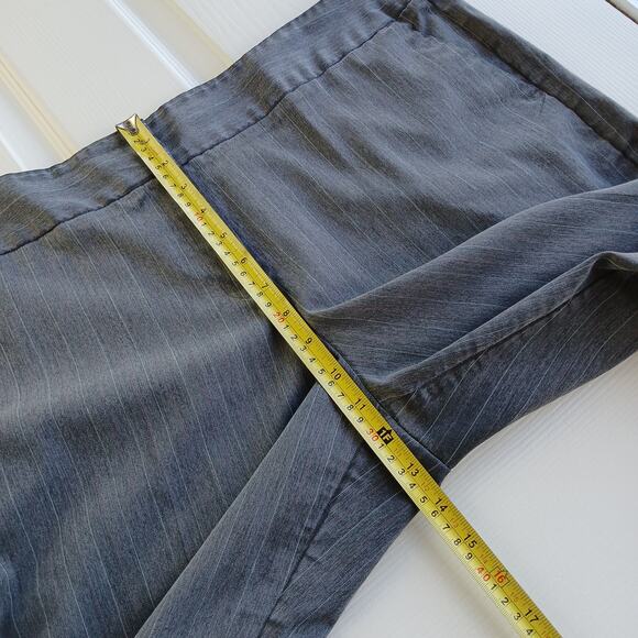 George Grey Stripe Slacks size 16 Ladies Average pockets hemmed short repaired - Picture 10 of 14